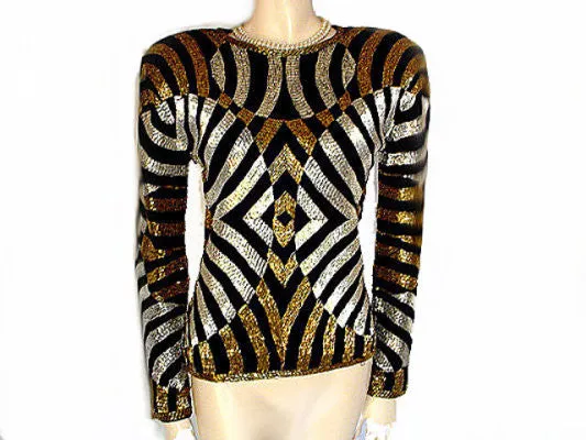 *  FABULOUS ADRIENNE VITTADINI HEAVILY BEADED EVENING TOP