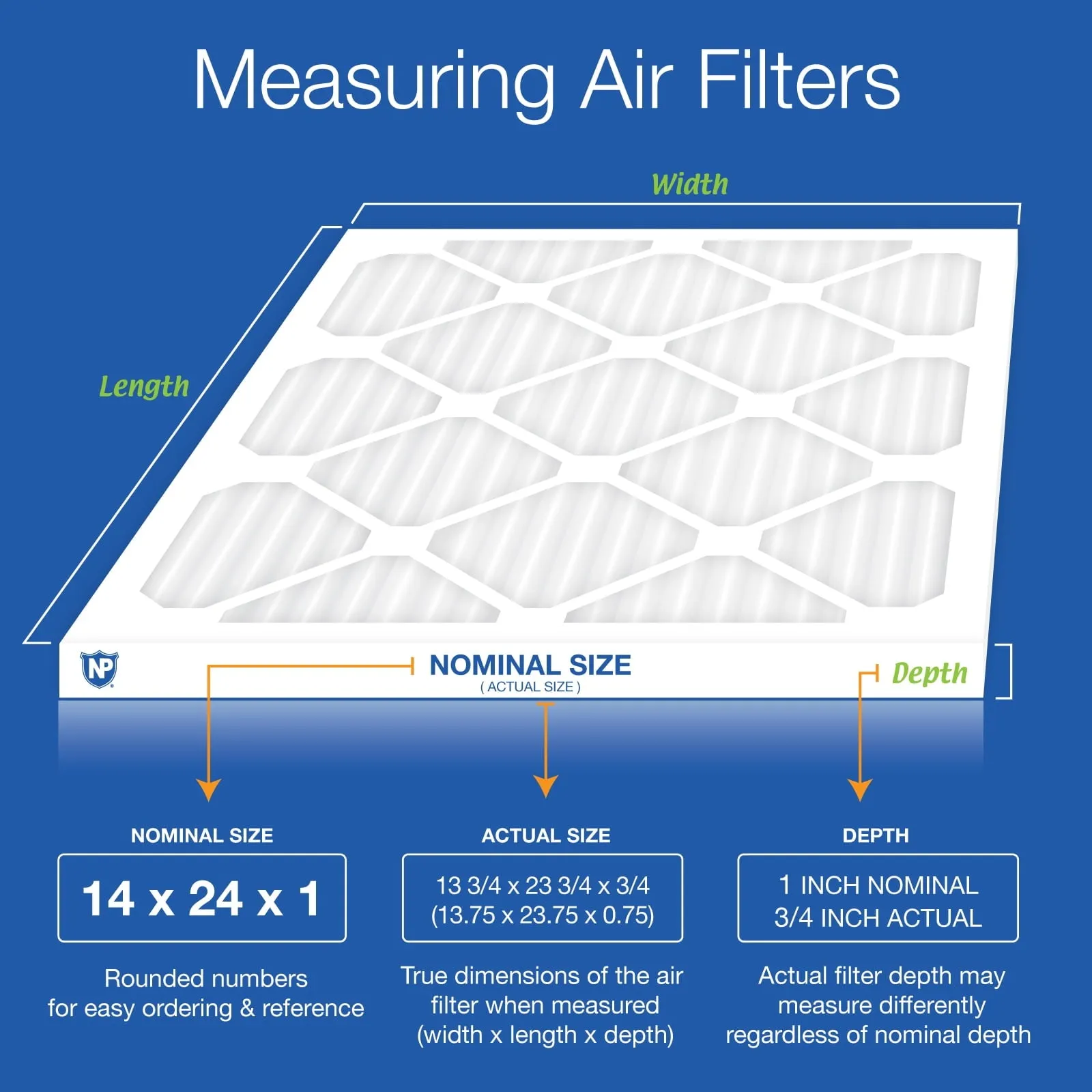 14x24x1 (13_3/4x23_3/4) Pleated MERV 12 Air Filters 24 Pack