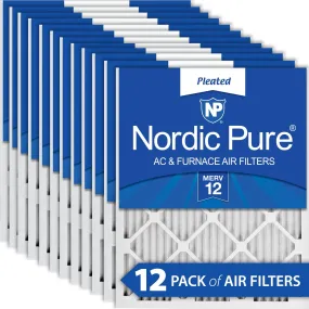 16x24x1 (15_1/2x23_1/2) Pleated MERV 12 Air Filters 12 Pack