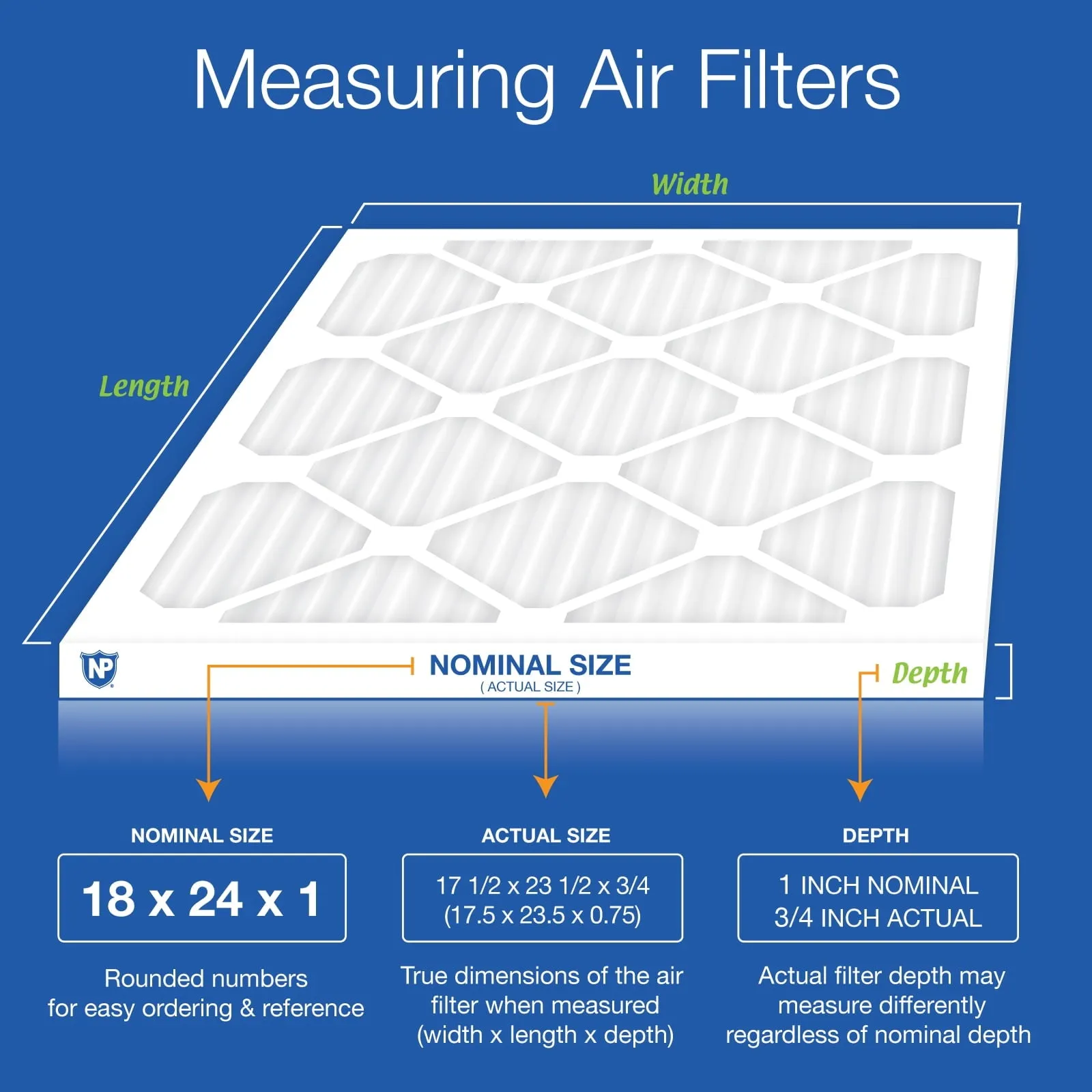 18x24x1 (17_1/2x23_1/2) Pleated MERV 12 Air Filters 12 Pack