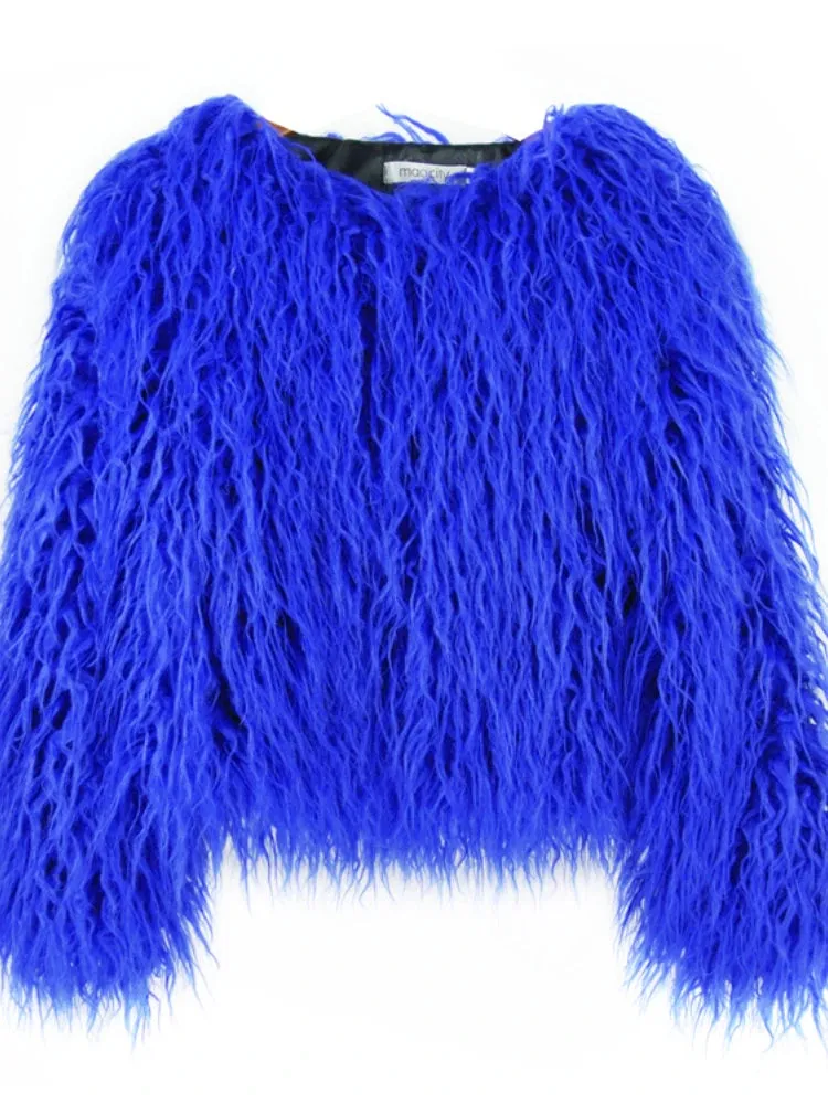 2025 Women Faux Fur Coat Autumn Winter High Quality Fluffy Short Coat Faux Fur Jacket