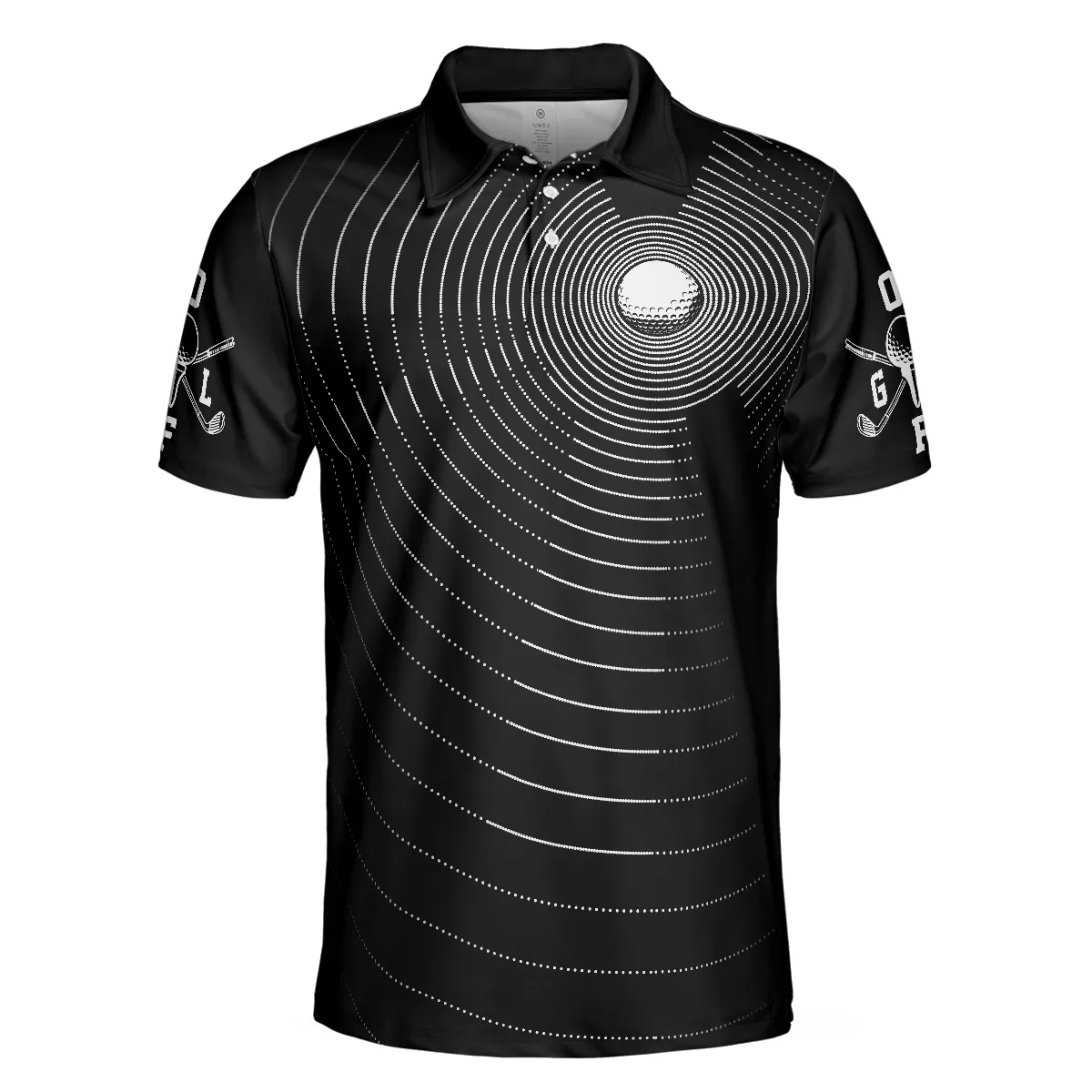 3D Effect Gold Ball And Golfer All Over Print Polo Shirt For Men, Best Golf Shirt For Men