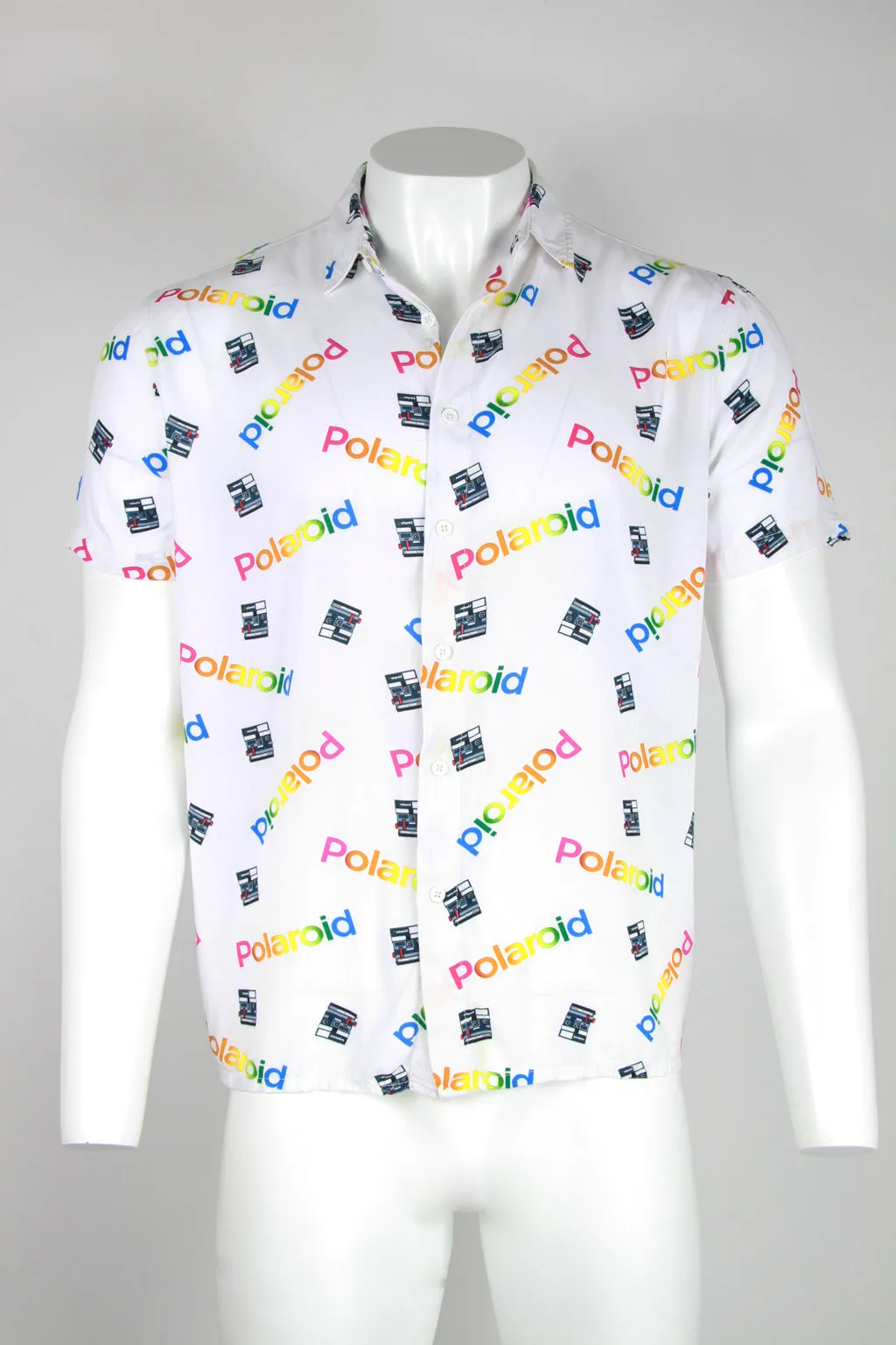 90s short sleeve viscose shirt  - Polaroid all over print - M