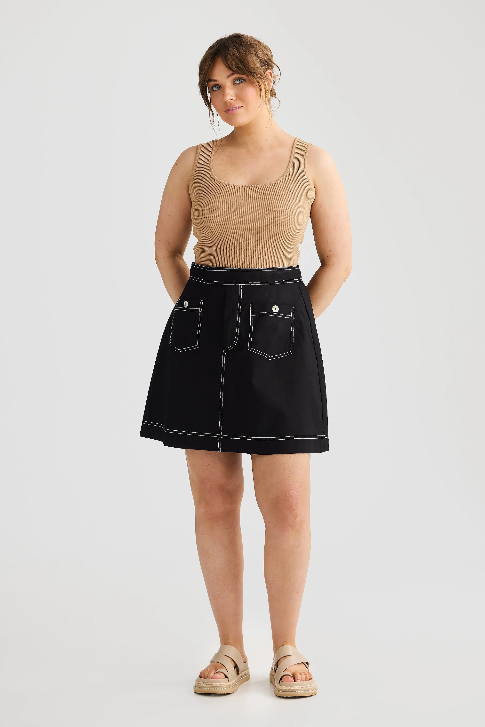 A-line Pocket Skirt - Black