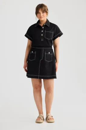 A-line Pocket Skirt - Black