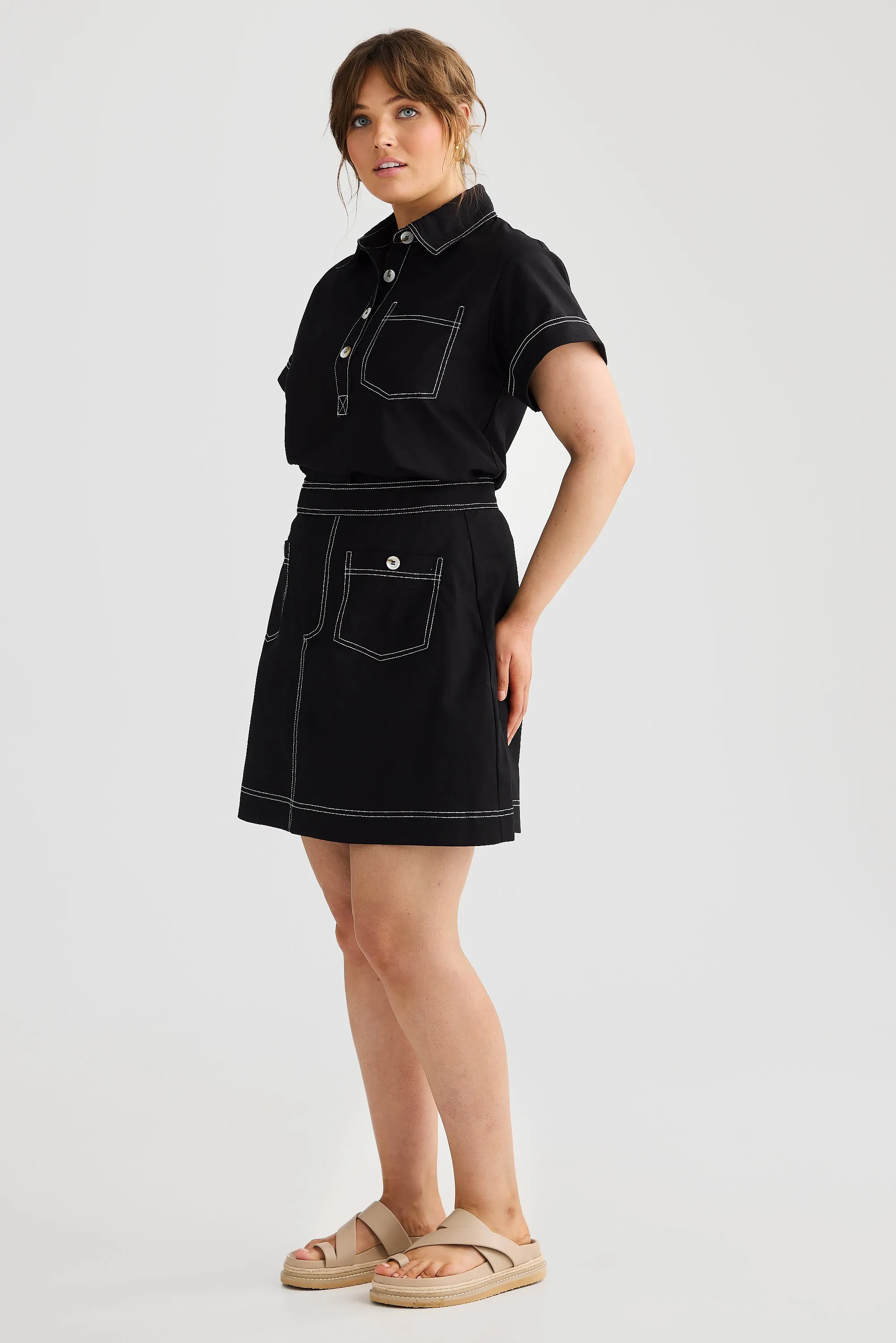 A-line Pocket Skirt - Black