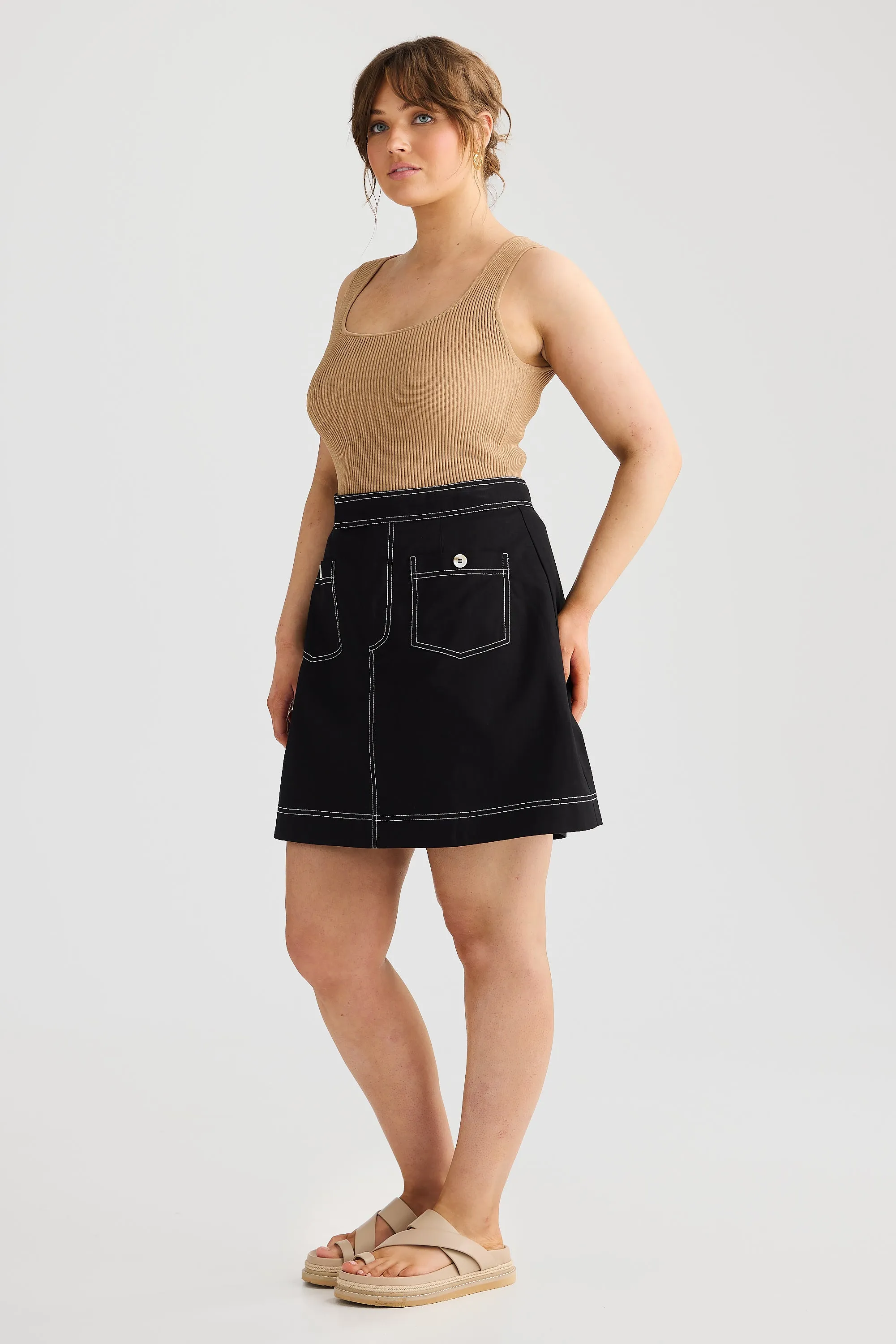 A-line Pocket Skirt - Black