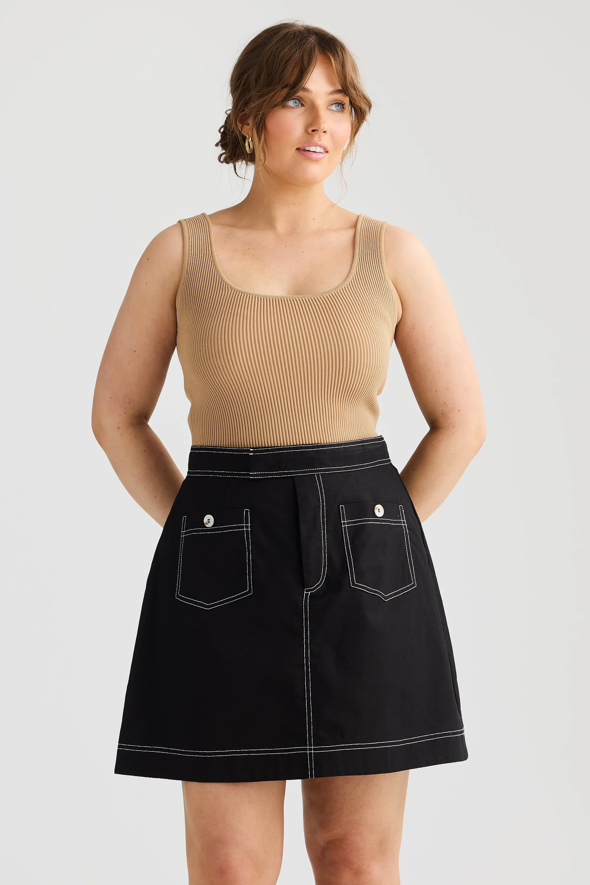 A-line Pocket Skirt - Black