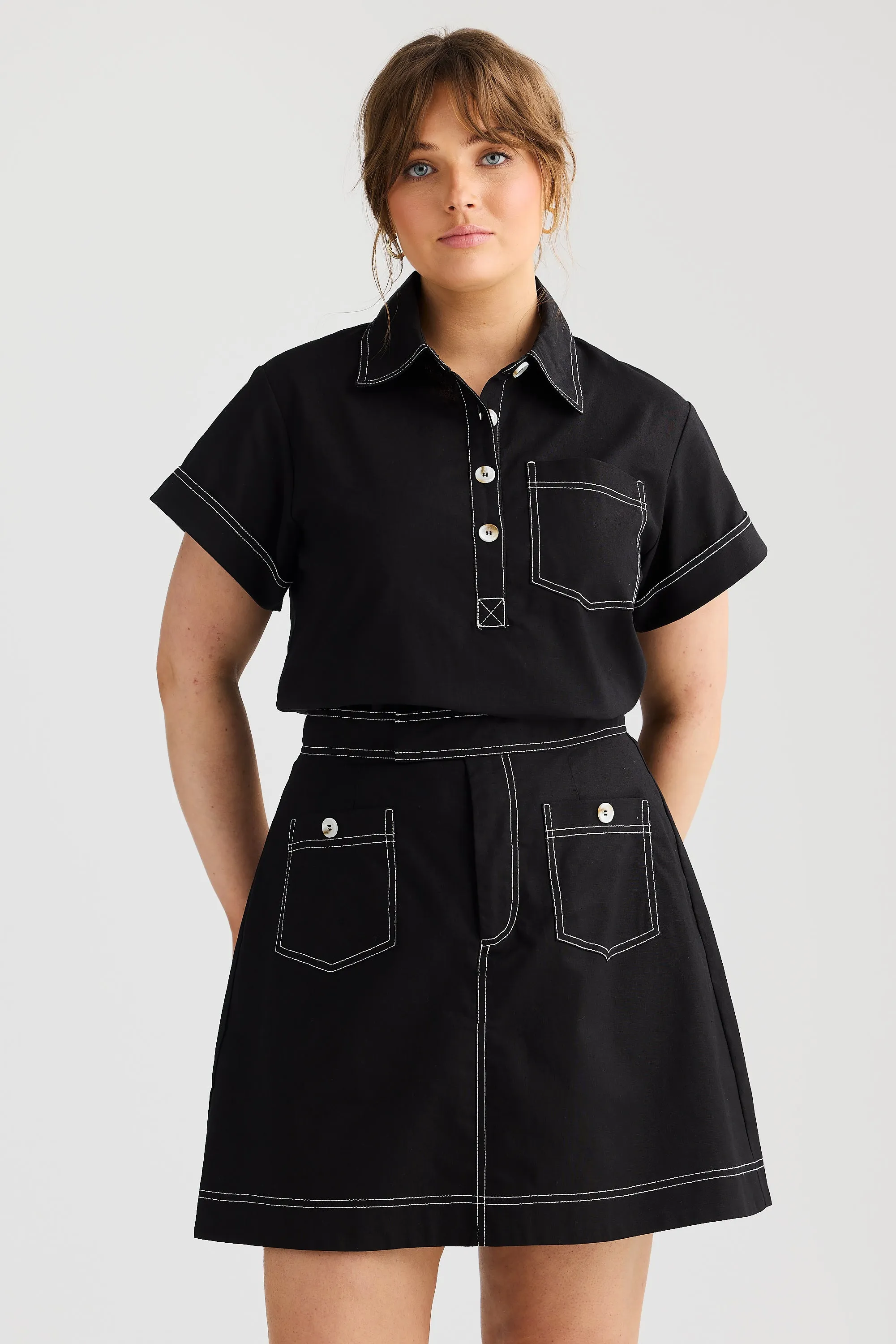 A-line Pocket Skirt - Black