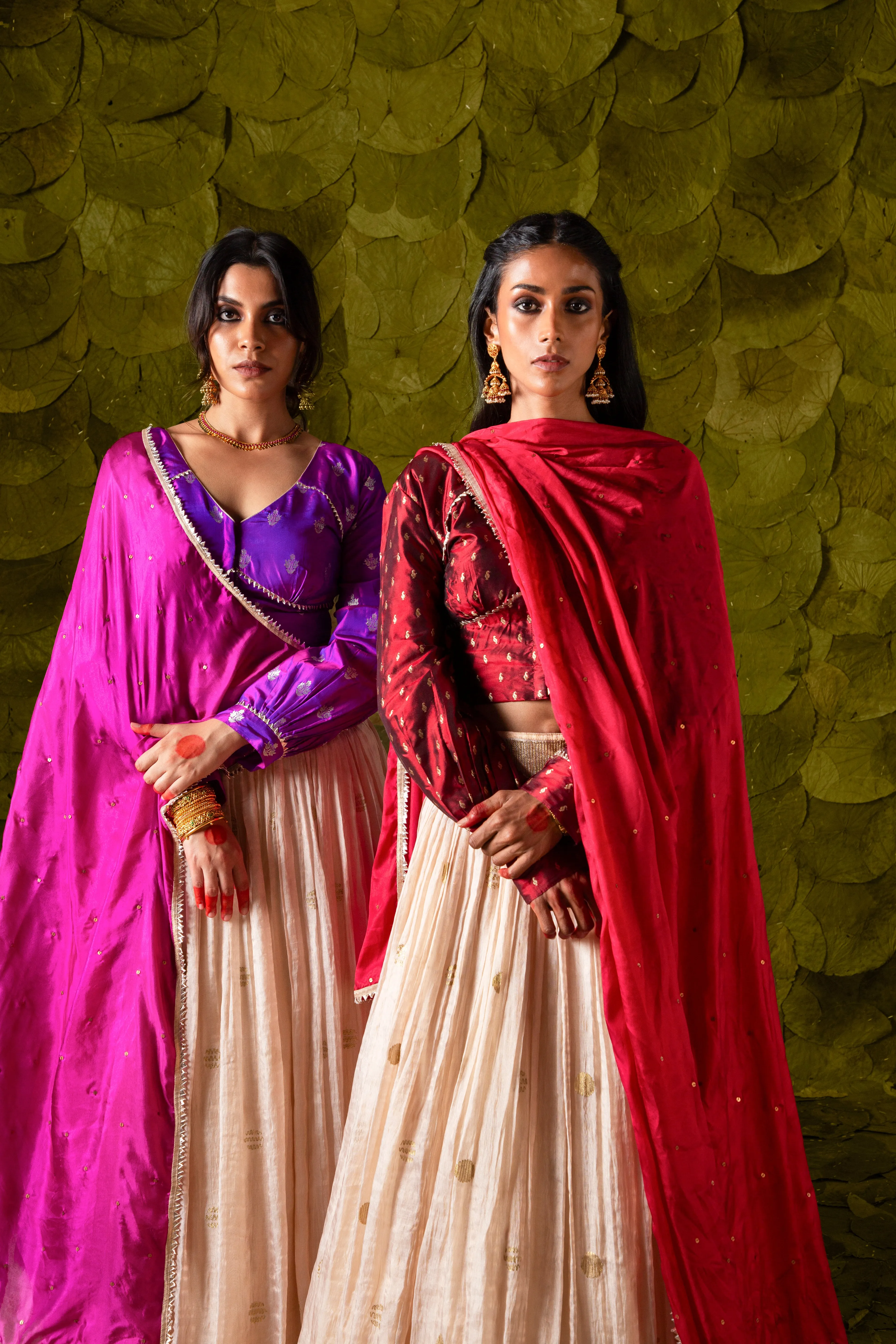 Aṭṭige (ಅತ್ತಿಗೆ) Lehenga in Grape Purple and Rose Dust Off-White