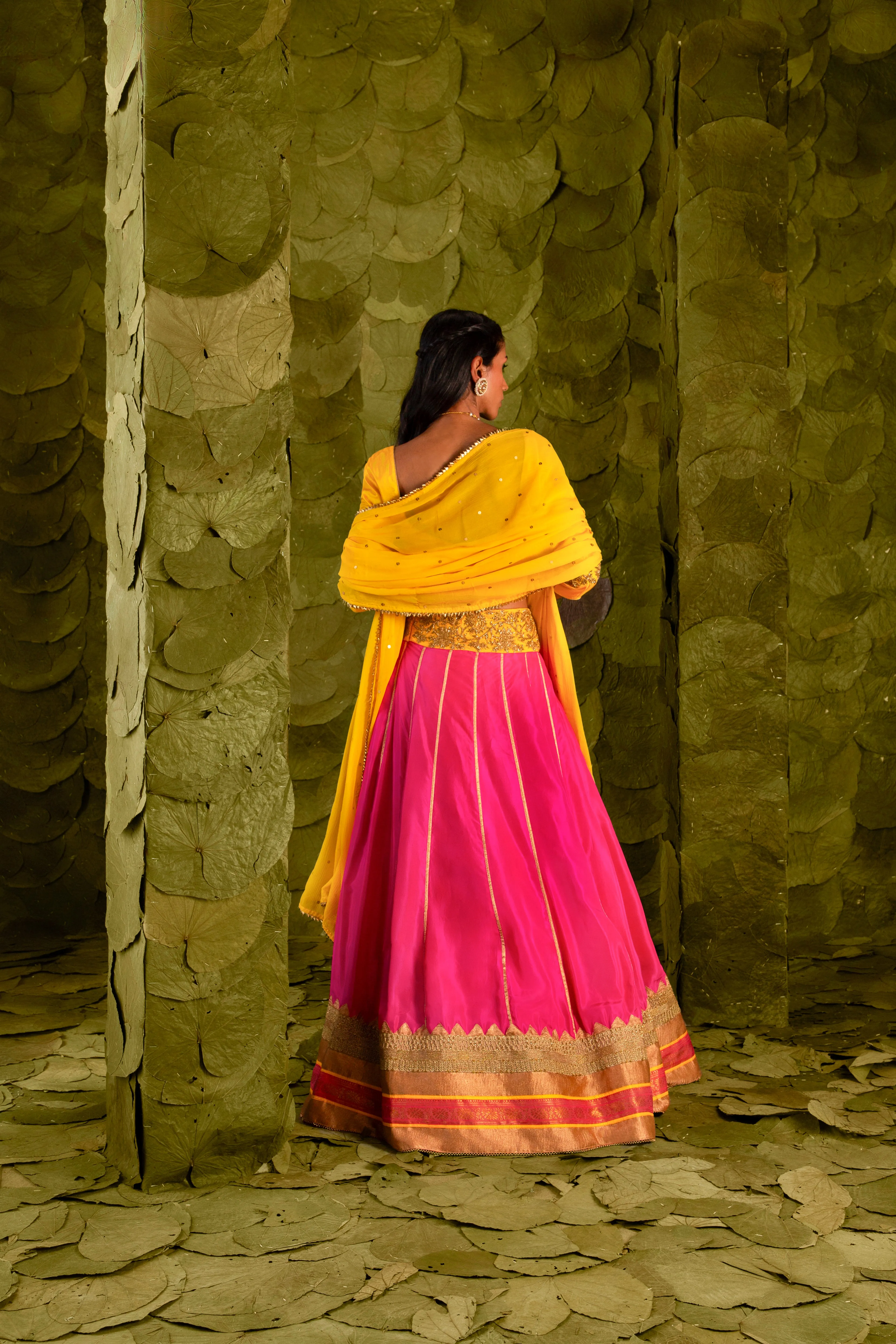 Akka (ಅಕ್ಕ) Lehenga in Dandelion Yellow and Shocking Pink