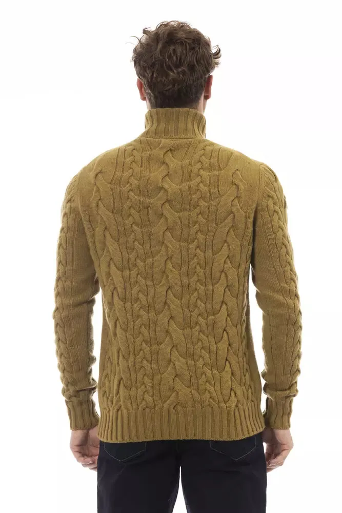 Alpha Studio Brown Wool Men Sweater