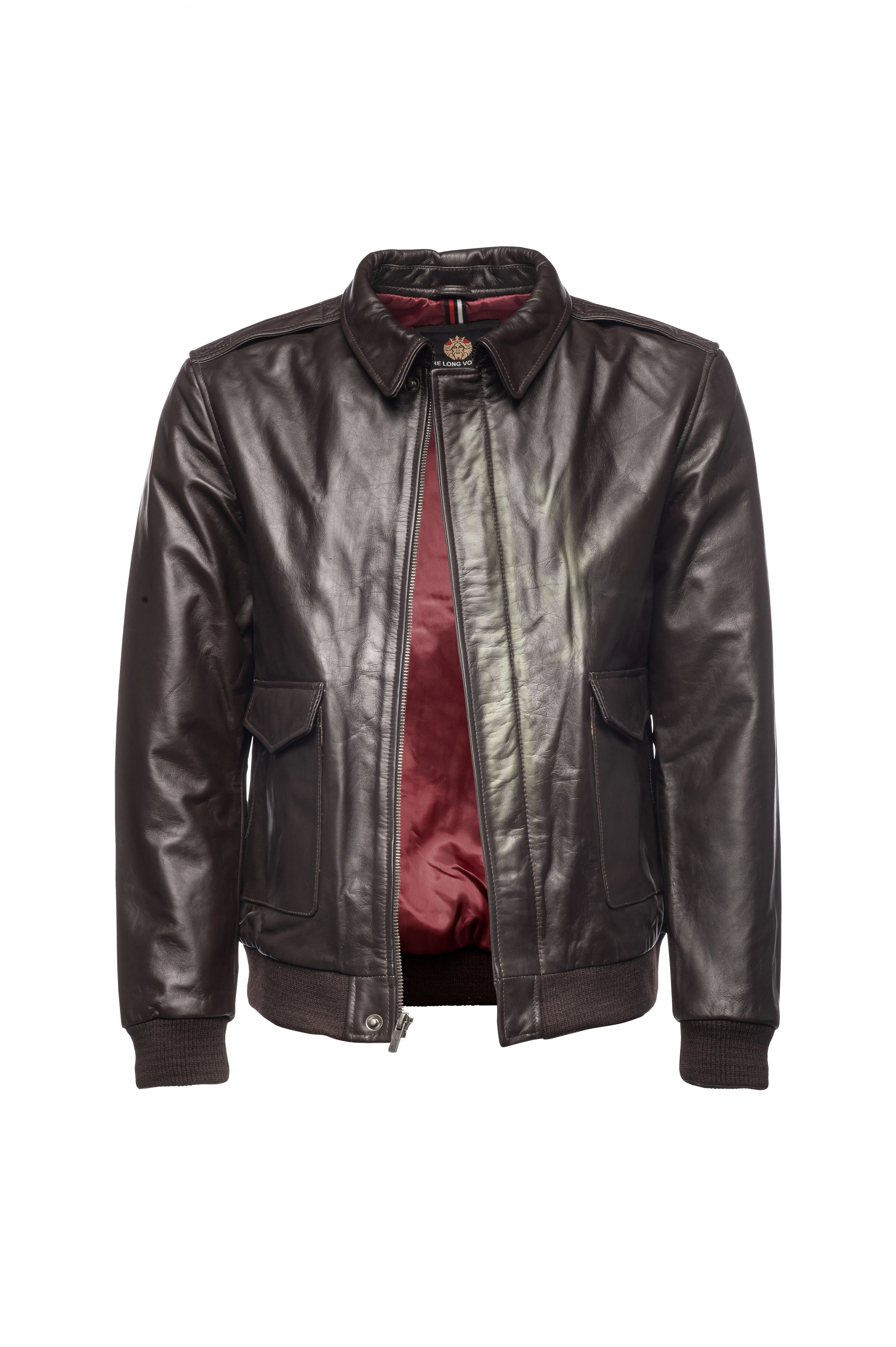 Aviator Leather Jacket-Brown