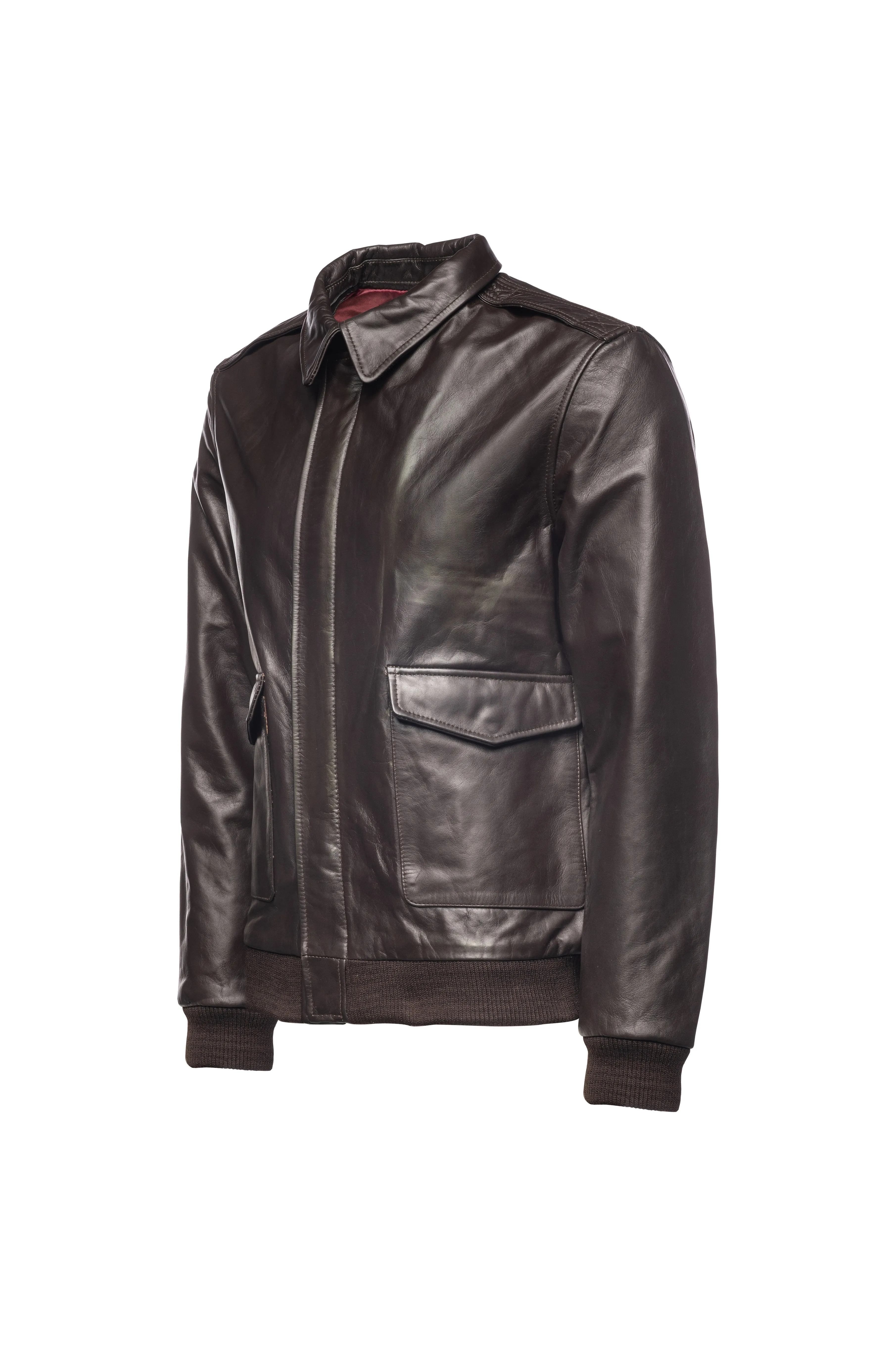 Aviator Leather Jacket-Brown