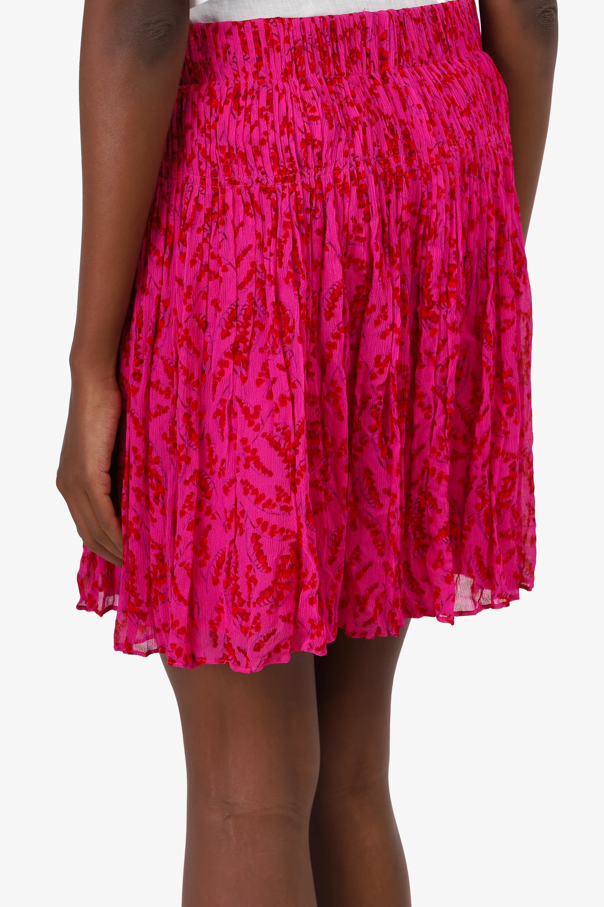 Ba&sh Hot Pink Floral Pleated Mini Skirt Size M