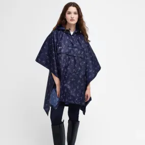 Barbour Packaway Poncho Dog Print In Navy