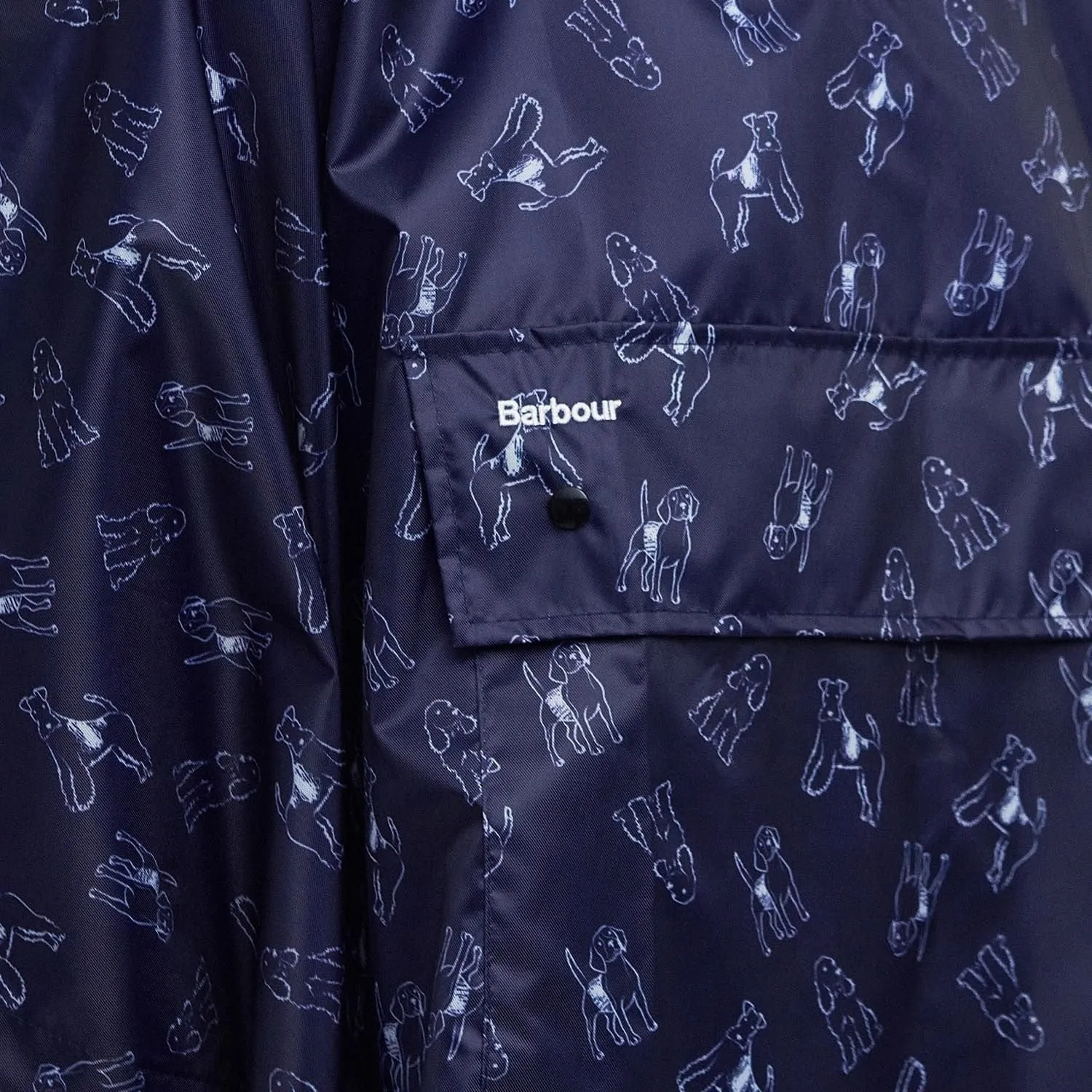 Barbour Packaway Poncho Dog Print In Navy