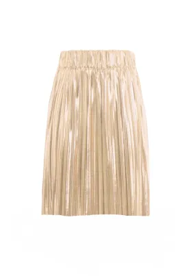 BEIGE METALLIC PLEATED SKIRT