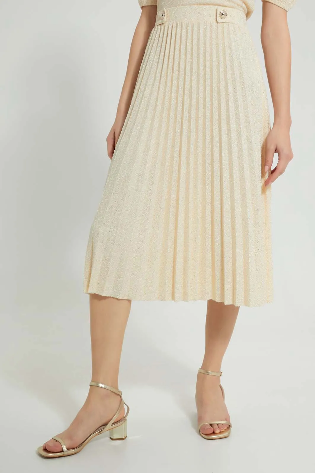 Beige Pleated Skirt