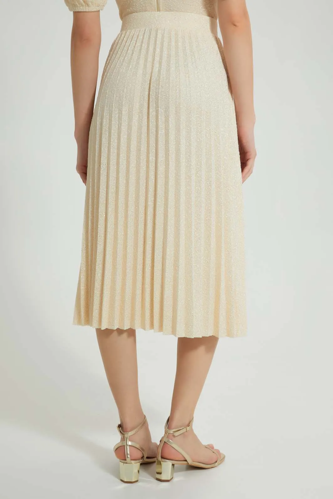 Beige Pleated Skirt