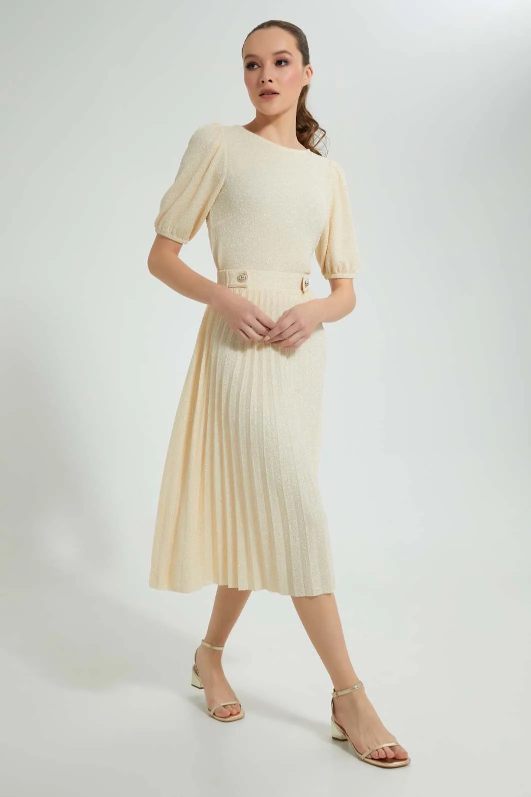 Beige Pleated Skirt