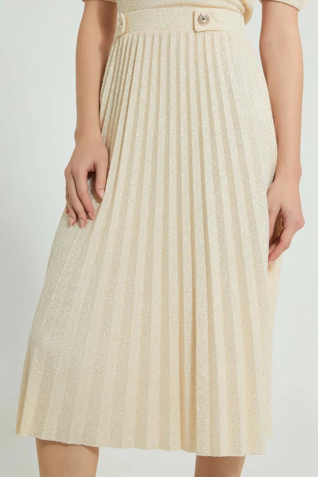 Beige Pleated Skirt