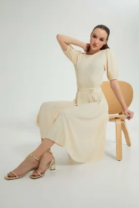 Beige Pleated Skirt