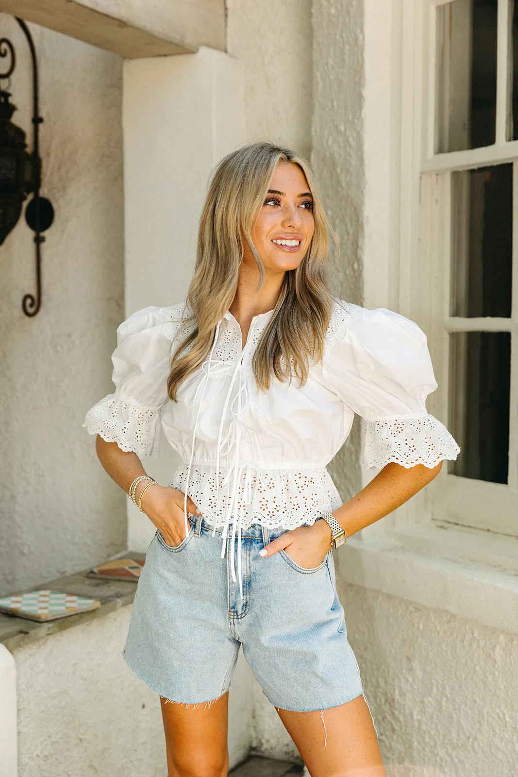 Beverly Front Tie Top - Off White