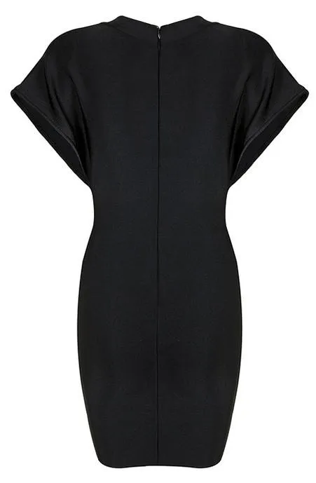 Black Deep V-Neck Bodycon Stretchy Mini Dress