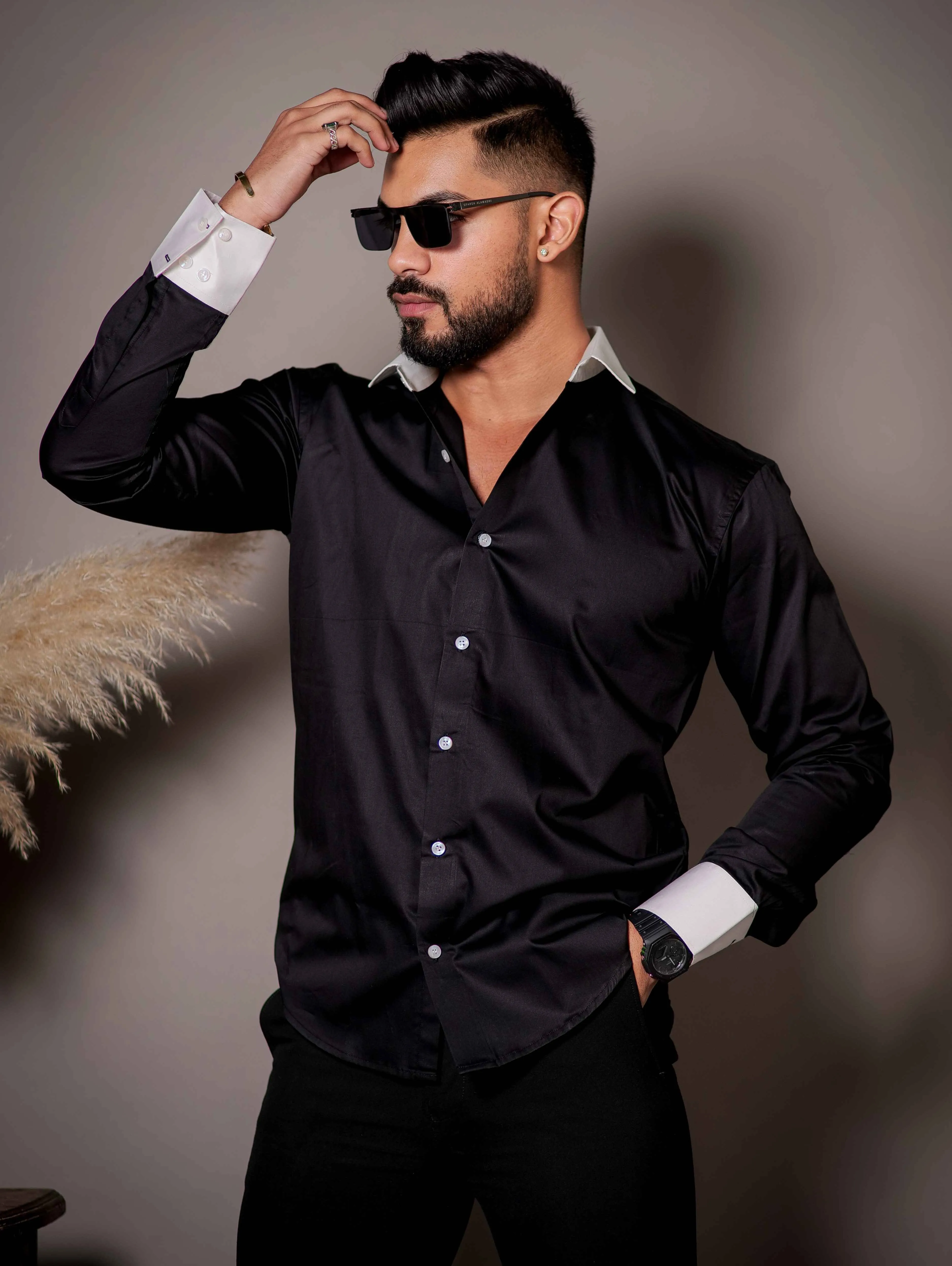 Black Satin Cotton Premium Shirt