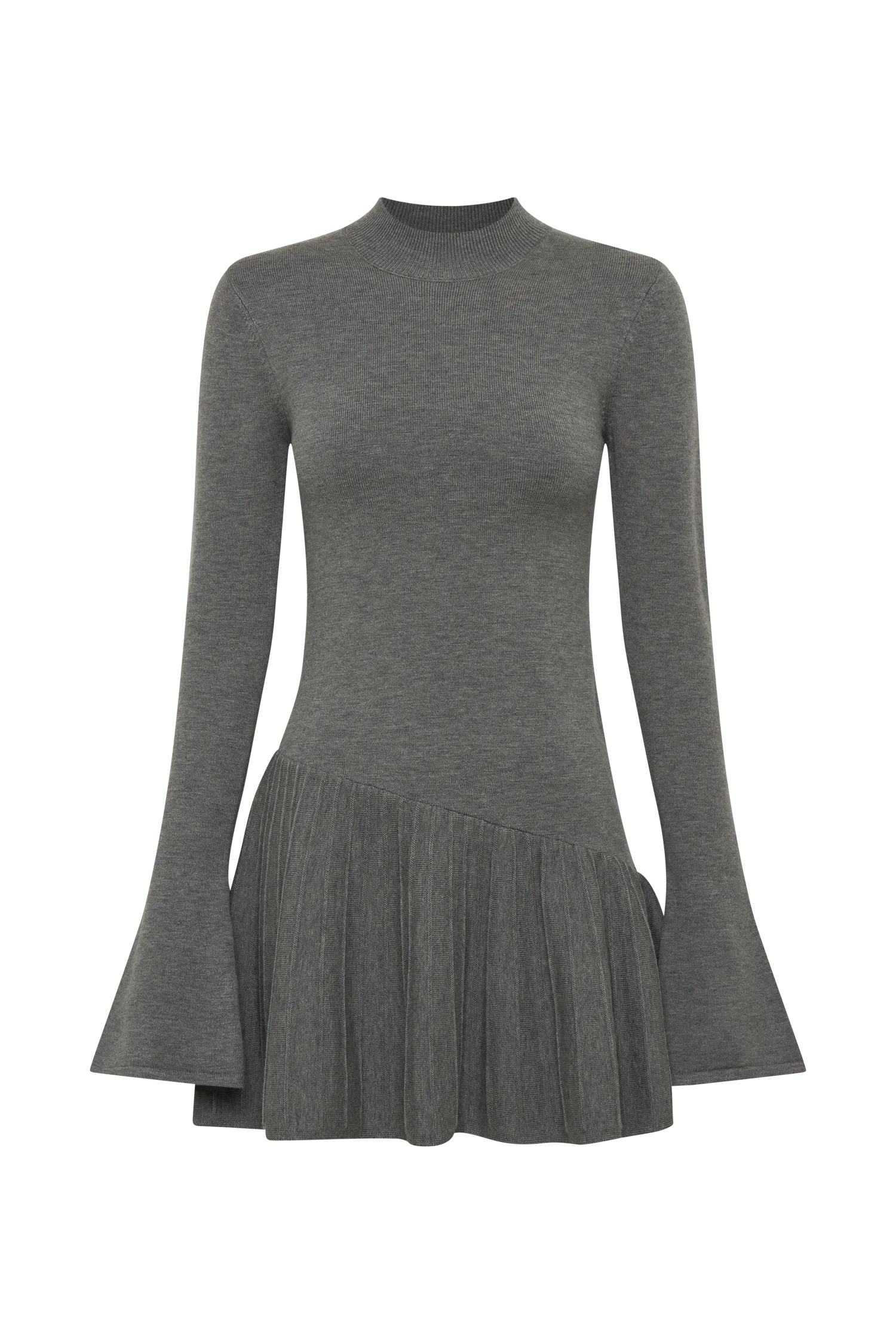 Blair Knit Mini Dress With Pleats - Charcoal