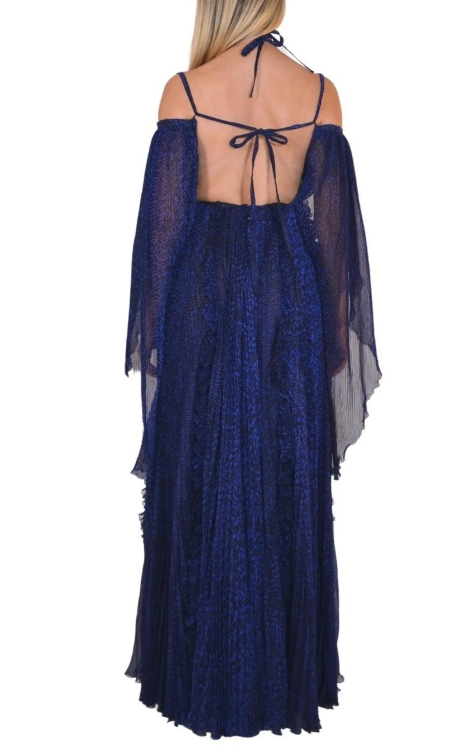 Blue Silk Ball Cape Gown