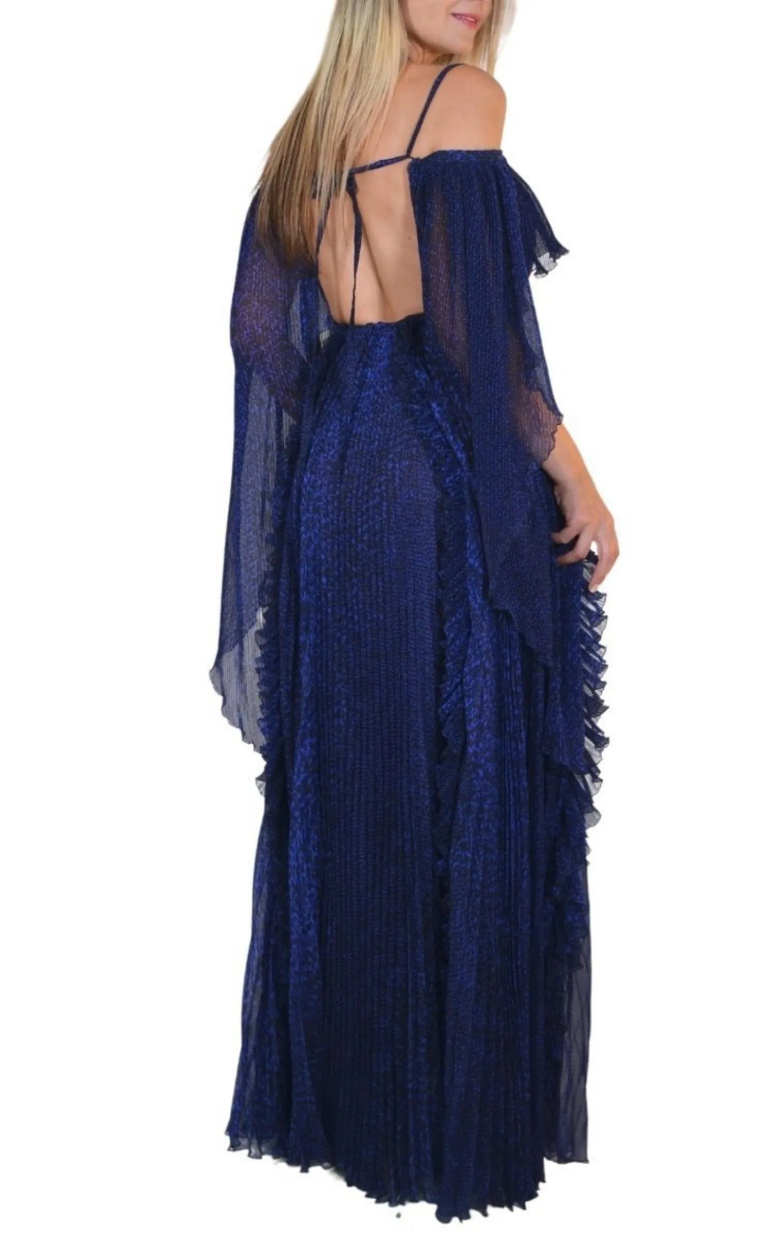 Blue Silk Ball Cape Gown