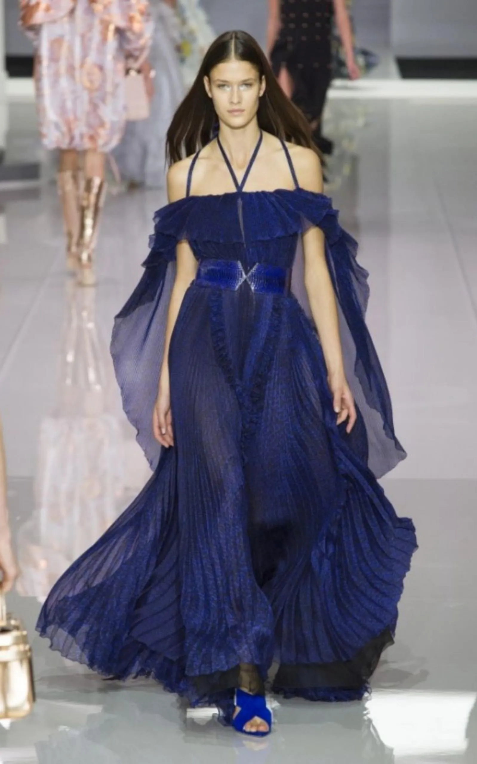 Blue Silk Ball Cape Gown