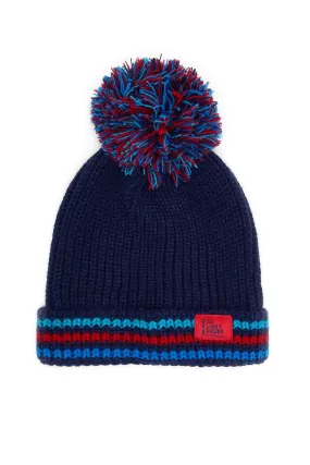 Bobbie Bobble Hat - Navy Red Blue Striped