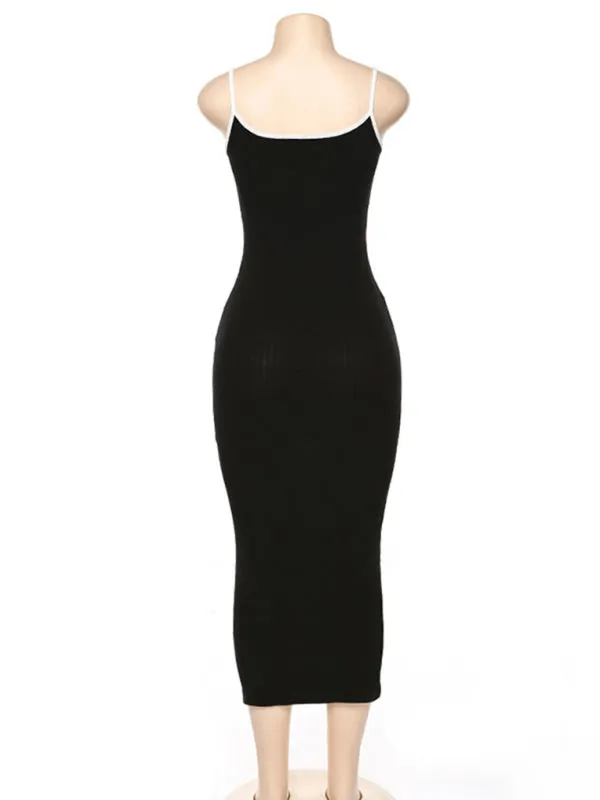 Bodycon Cami Midi Dress in Contrast Binding