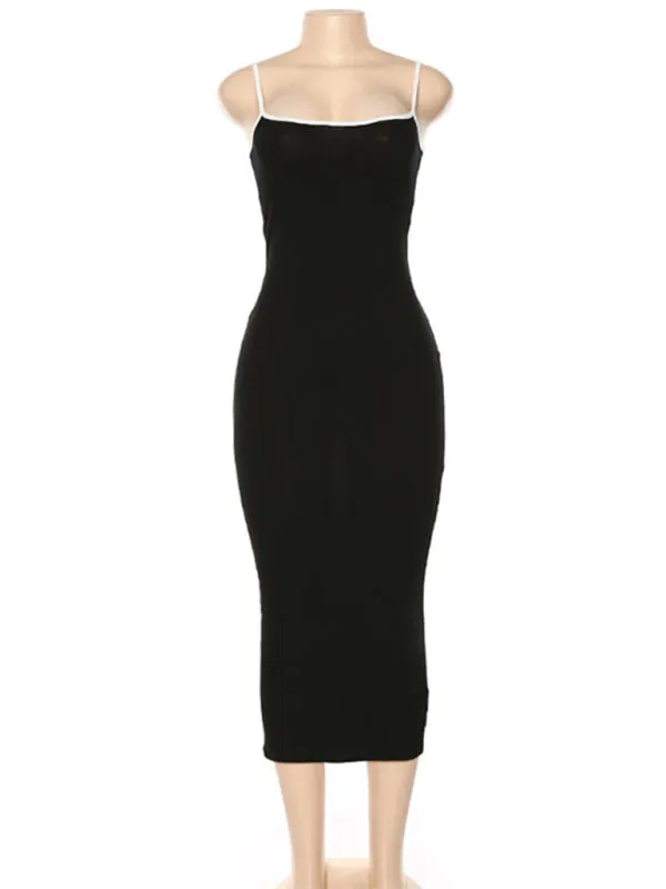 Bodycon Cami Midi Dress in Contrast Binding