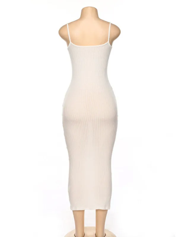 Bodycon Cami Midi Dress in Contrast Binding