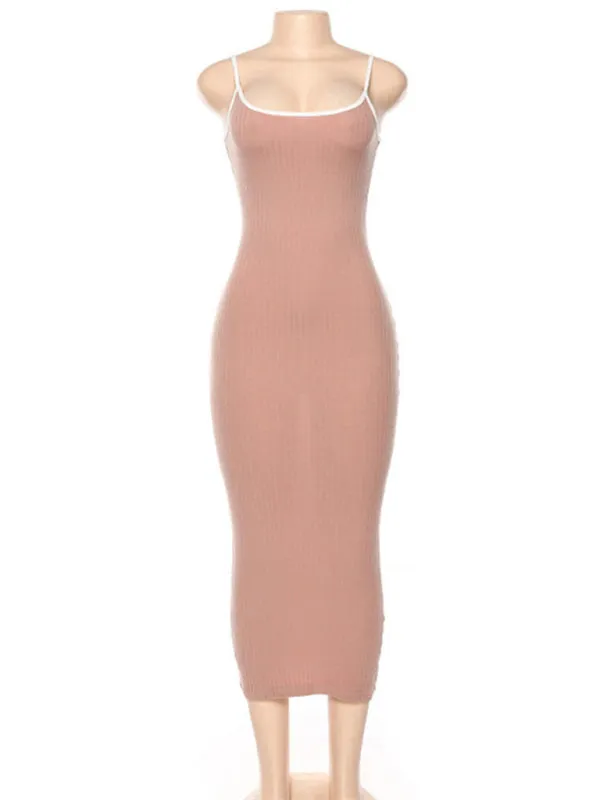 Bodycon Cami Midi Dress in Contrast Binding