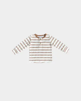 Boy's Henley Shirt - Toffee Stripe