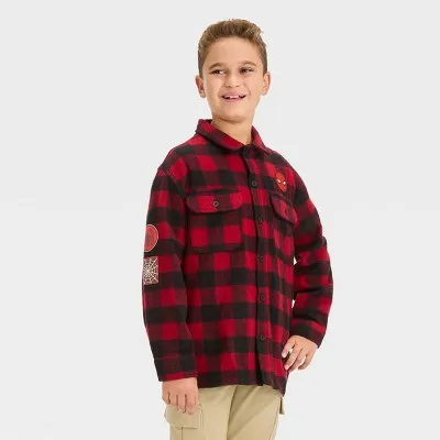 Boys' Marvel Spider-Man Flannel Shacket - Wine Red XL