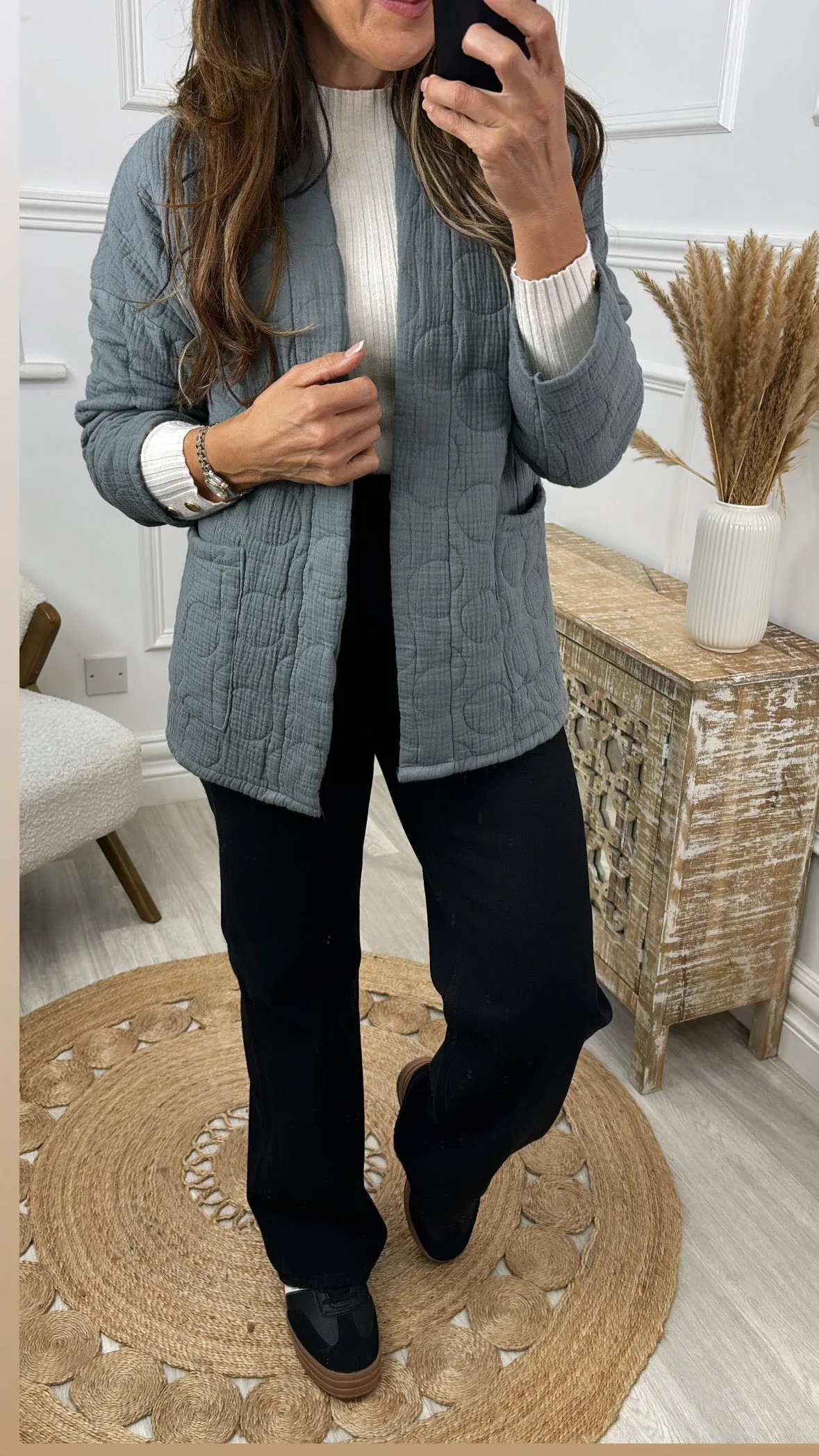 Bruna Grey Quilted Jacket