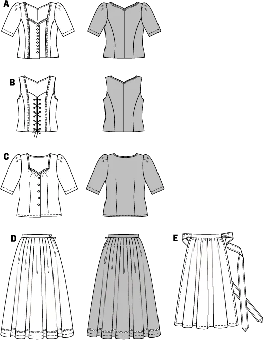 Burda 7870 Dirndl Dress Pattern