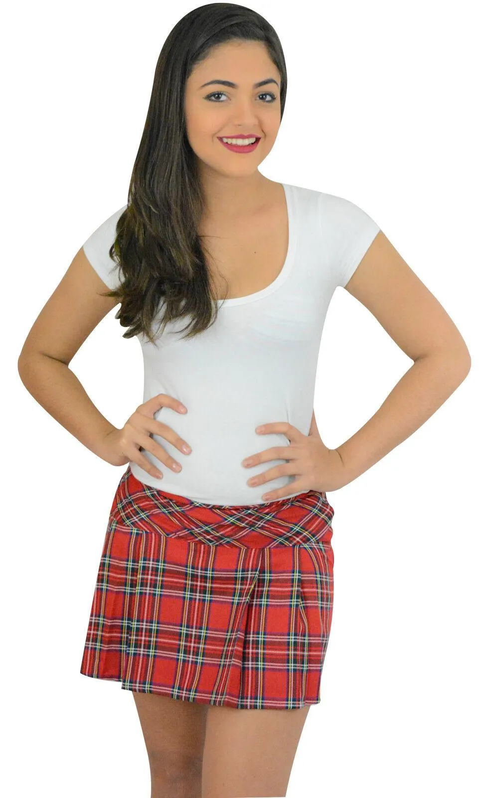 Burn's Night Scottish Tartan 12 inch Mini Short Hipster Kilt Skirt Red Black