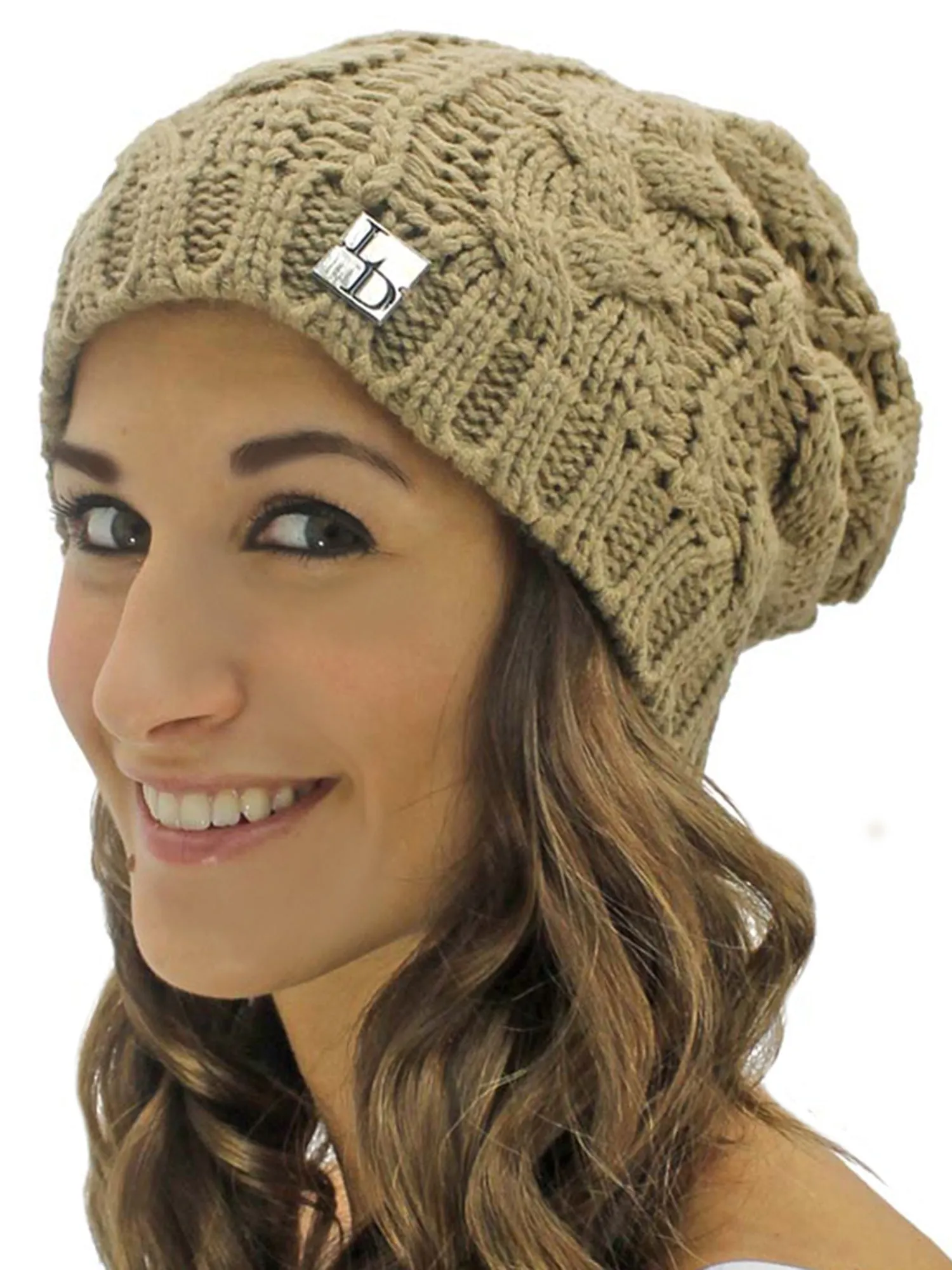 Cable Knit Unisex Slouchy Beanie Cap Hat