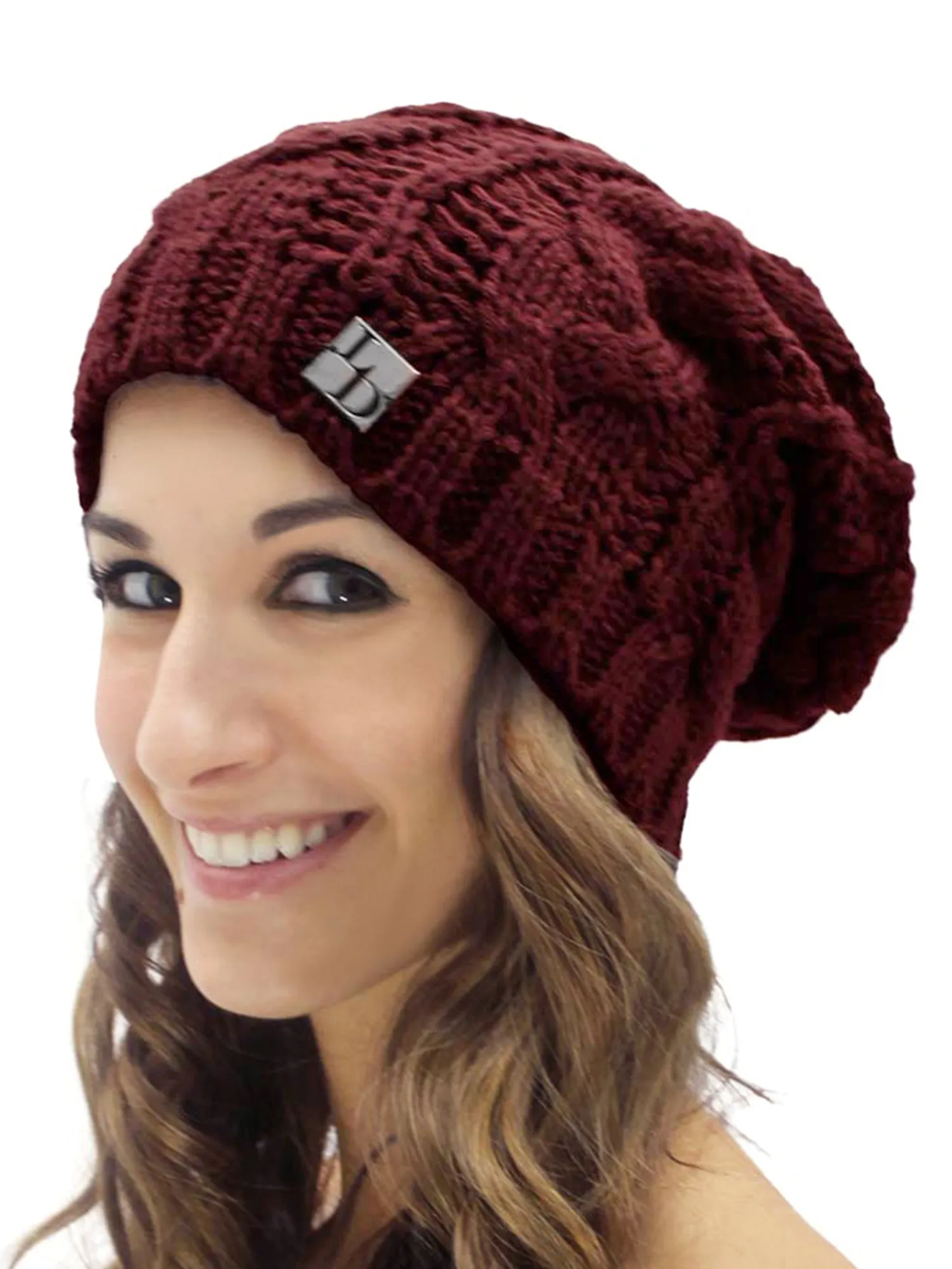 Cable Knit Unisex Slouchy Beanie Cap Hat