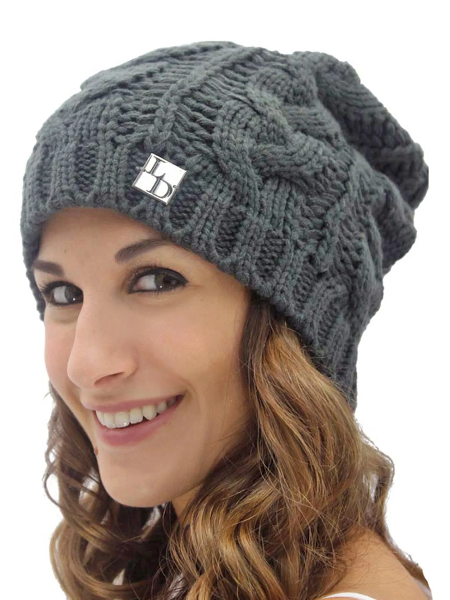 Cable Knit Unisex Slouchy Beanie Cap Hat