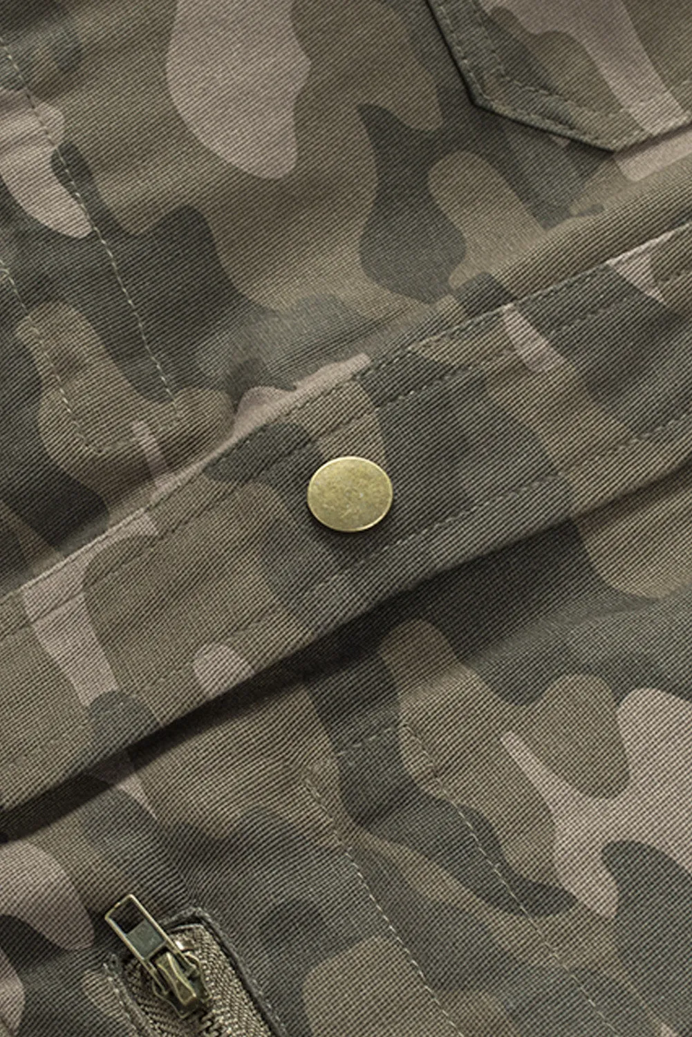 Camo Print Green Multi Pockets Button-up Jacket