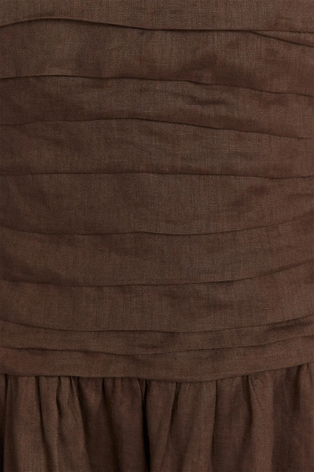 CATANIA BITTER CHOC LINEN STRAPLESS MIDI DRESS