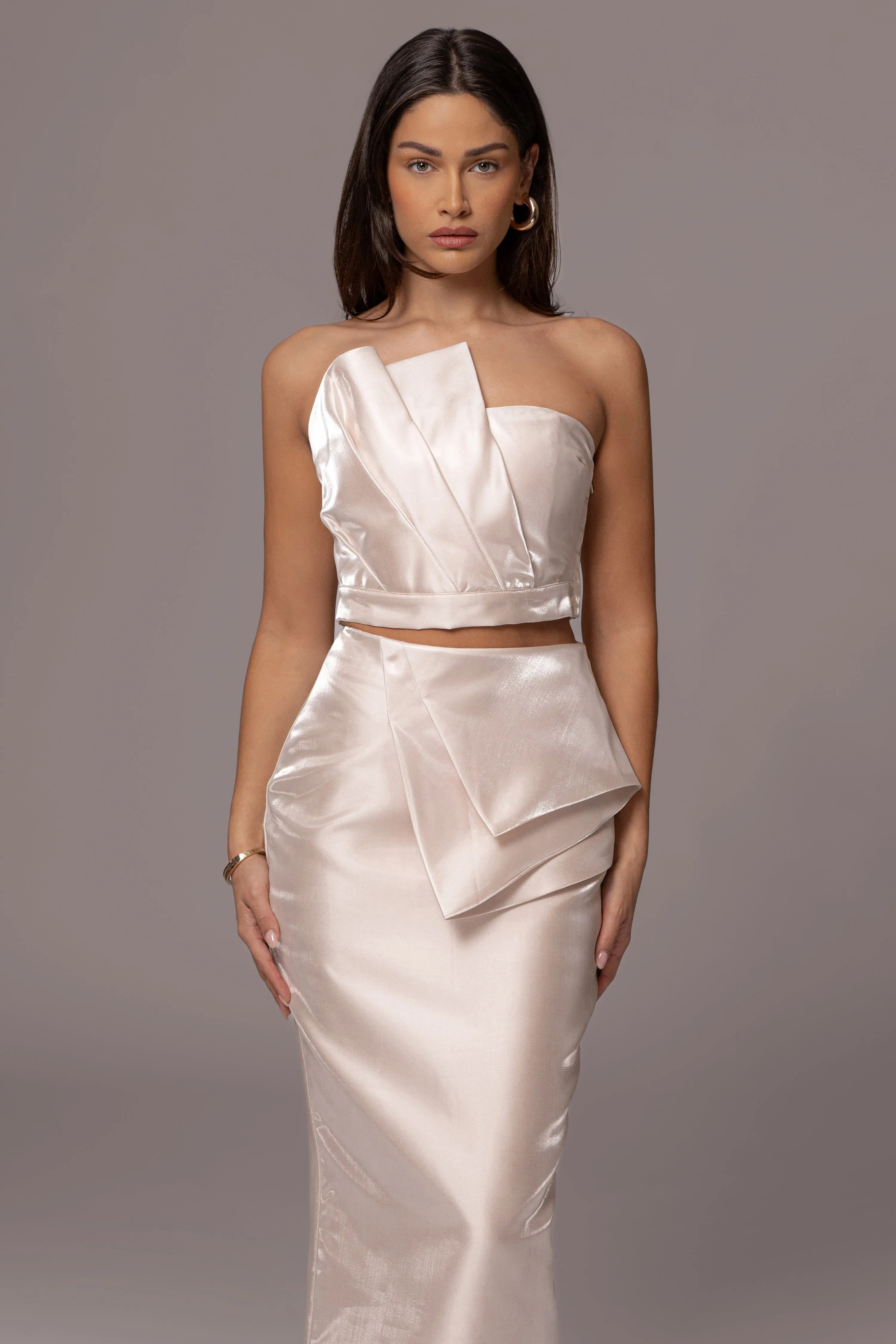 Champagne Reception Pleated Midi Skirt